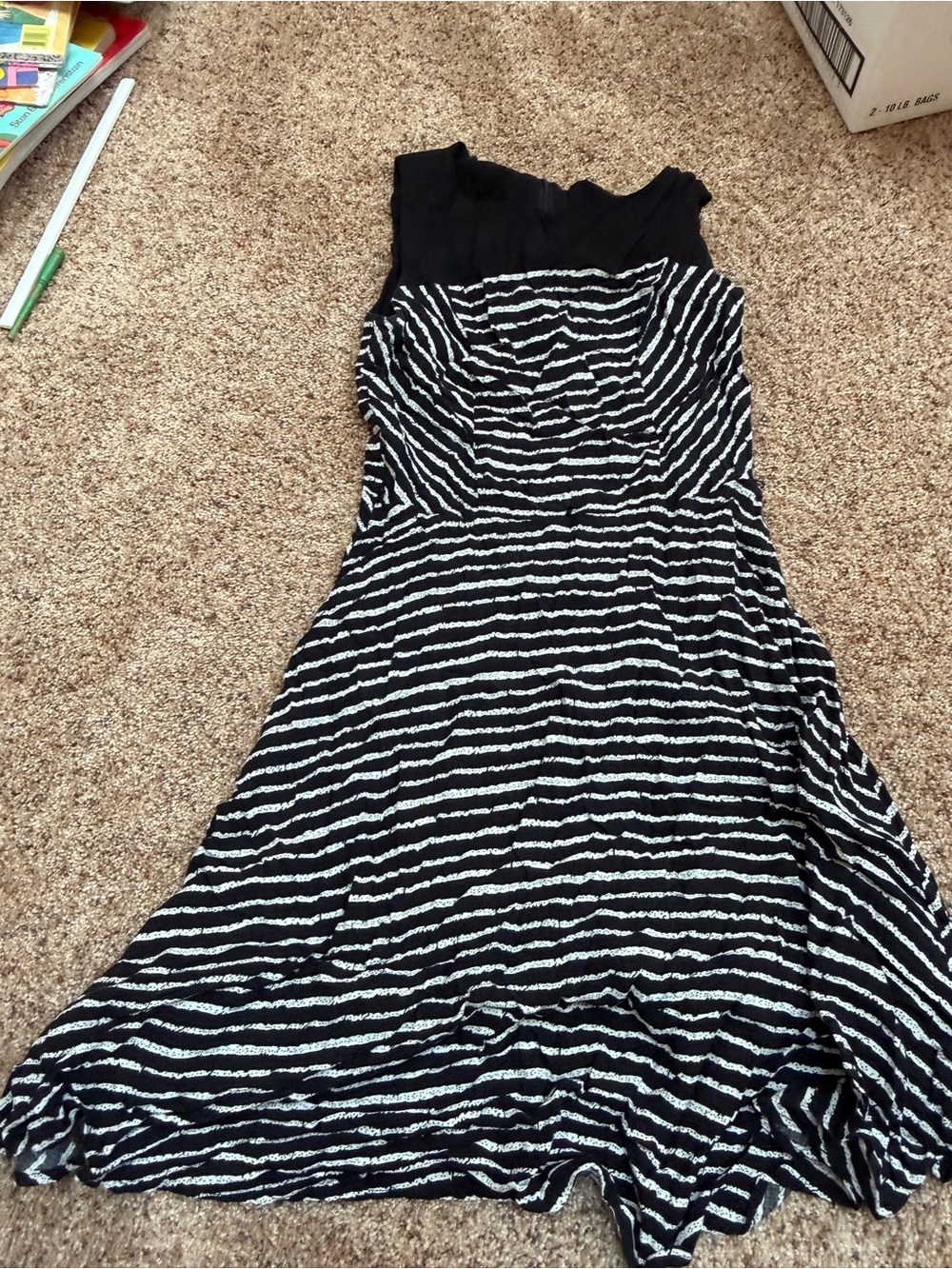 Black & White Striped Sleeveless Women's Dress